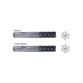 SquareUGMG21,  Corner Radius UGMG23,  Carbide, 6 Flute Multiple Length V7 PLUS A  END MILLS